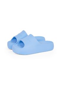 Pantolette Tommy Jeans "TJW CHUNKY POOL SLIDE ESS", Damen, Gr. 35/36, blau, Synthetik, Schuhe Pantolette, Plateau, Sommerschuh, Schlupfschuh, Bequemschuh, Logoschriftzug