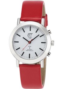 Funkuhr ETT "Station Watch", rot, Armbanduhren, Damen, Funkuhr, Armbanduhr, Damenuhr, Solar, Lederarmband
