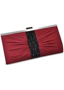 Abendtasche Steuer "Bordeauxfarbene Satin-Optik mit Strassbesatz", Damen, Gr. B/H/T: 120cm, rot, Taschen Abendtasche