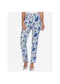Webhose Classic Basics, Damen, Gr. 52, Normalgr&ouml;&szlig;en, bunt (wei&szlig;, marine, bedruckt), 85% Polyester, 12% Viskose, 3% Elasthan, gebl&uuml;mt, gemustert, mehrfarbig, lang, Hosen 5-Pocket-Hose