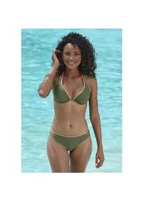 B&uuml;gel-Bikini-Top Bruno Banani "Milano", Damen, Gr. 38, Cup C, gr&uuml;n (oliv), Recycling-Polyamid, gl&auml;nzend, unifarben, Bikini-Oberteile, mit kupferfarbener Paspel