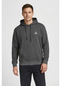 Jack & Jones Kapuzensweatshirt JACK & JONES "JCOFLARE BACK PHOTO PRINT SWEAT HOOD", Herren, Gr. XS, pavement, angeraute Sweatware, Obermaterial: 100% Baumwolle, unifarben, relaxed fit, Rippb&uuml;ndchen, Sweatshirts Kapuzensweatshirt