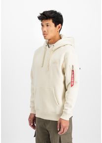 Hoodie Alpha Industries "Backprint Hoodie ", Herren, Gr. M, wei&szlig; (vintage wei&szlig;), Obermaterial: 80% Baumwolle, 20% Polyester, regular fit, Sweatshirts Hoodie