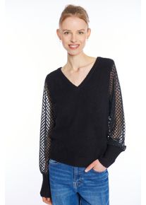 Haily's Strickpullover HAILY&rsquo;S "LS P VK Xa44ra", Damen, Gr. XL, schwarz, Strick, Obermaterial: 65% Polyester, 19% Polyacryl, 13% Polyamid, 3% Elasthan, unifarben, h&uuml;ftlang, V-Ausschnitt, Pullover Strickpullover