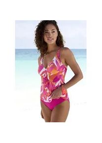 B&uuml;gel-Tankini Sunseeker "Allis", Damen, Gr. 42, Cup B, lila (beere, orange), Microfaser, Microfaser, bedruckt, Bikini-Sets, mit Schleife