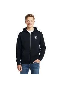 Kapuzensweatjacke Converse "CNVB FLEECE CTP CHEST CORE FZ", Jungen, Gr. 134/140, schwarz, Sweatware, Obermaterial: 60% Baumwolle, 40% Polyester, bedruckt, unifarben, normal, eingesetzt B&uuml;ndchen krempelbar, Sweatjacken, f&uuml;r Kinder