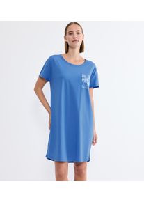 Nachthemd Triumph "Nightdresses NDK X 02", Damen, Gr. 46, N-Gr, ciel, Jersey, Obermaterial: 100% Baumwolle, Rundhals, Kleider Nachthemd, weich und atmungsaktiv