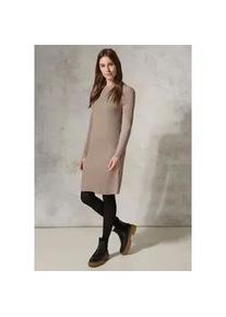 Strickkleid Cecil, Damen, Gr. XXL46, US-Gr&ouml;&szlig;en, beige (milky caramel melange), Stoff, 50% Viskose, 28% Polyester, 22% Nylon, unifarben, normal knielang, V-Ausschnitt, B&uuml;ndchen, Kleider Strickkleid, knielang