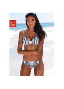 B&uuml;gel-Bikini-Top Venice Beach "Summer", Damen, Gr. 40, Cup E, blau (wei&szlig;, marine, gestreift), Polyamid, Xtra Life LYCRA, gestreift, Bikini-Oberteile, mit Doppeltr&auml;gern