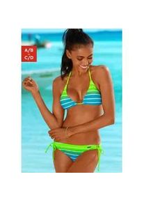 Triangel-Bikini Venice Beach, Damen, Gr. 32, Cup A/B, gr&uuml;n (t&uuml;rkis, gestreift), Polyamid, Farbverlauf, gestreift, Bikini-Sets Triangel-Bikini, mit Farbverlauf, regulierbares Top, mit herausnehmbaren Cups