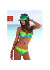 Bandeau-Bikini Venice Beach, Damen, Gr. 36, Cup A/B, gr&uuml;n (t&uuml;rkis, gestreift), Polyamid, Farbverlauf, Bikini-Sets, mit herausnehmbaren Cups, abnehmbare Tr&auml;ger, mit seitlichen St&auml;bchen