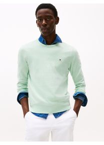 Rundhalspullover Tommy Hilfiger "ESSENTIAL COTTON", Damen, Gr. M, minty essence heather, Strick, Obermaterial: 100% Baumwolle, regular fit, Rundhals, Rippb&uuml;ndchen, Pullover Rundhalspullover, Crewneck Regular Fit Premium Mode, Topseller