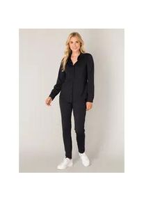 Langarmbluse Base Level "Tamara", Damen, Gr. 38, schwarz, Web, Obermaterial: 75% Polyamid, 25% Elasthan, unifarben, tailliert h&uuml;ftbedeckend, Rundhals, 1-Knopf-Manschette, Blusen, mit Stretch und Knopfleiste