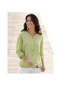 Schlupfbluse Classic Basics, Damen, Gr. 50, gr&uuml;n (lindgr&uuml;n, ecru, bedruckt), 100% Polyester, gemustert, Rundhals, Blusen Schlupfbluse, Topseller