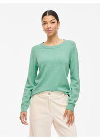 Rundhalspullover Vila "VIRIL O-NECK L/S KNIT TOP - NOOS", Damen, Gr. L, gr&uuml;n (winter gr&uuml;n detail:melange), Feinstrick, Obermaterial: 50% Viskose, 27% Nylon, 23% Polyester, meliert, regular fit normal, Rundhals, Rippb&uuml;ndchen, Pullover Rundhalspullover, Viskosemischung, regular fit
