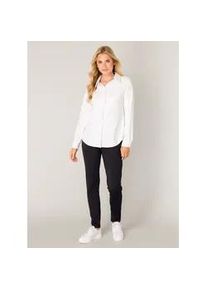 Langarmbluse Base Level "Tamara", Damen, Gr. 40, wei&szlig;, Web, Obermaterial: 75% Polyamid, 25% Elasthan, unifarben, tailliert h&uuml;ftbedeckend, Rundhals, 1-Knopf-Manschette, Blusen, mit Stretch und Knopfleiste