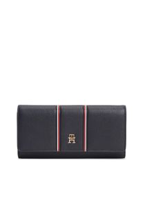 Geldb&ouml;rse Tommy Hilfiger "TH ICON LRG FLAP WALLET CORP", Damen, dunkelblau, Lederimitat, unifarben, Basic, Kleinlederwaren Geldb&ouml;rse, Unisex Geldbeutel, Portemonnaie mit TH-Schmucklogo