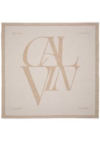 Modetuch Calvin Klein "CALVIN CHAMBRAY SQUARE SCARF", Damen, desert taupe, Web, Baumwollmischung, gemustert, mehrfarbig, Modet&uuml;cher Modetuch, Mit Markenlabelemblem