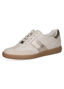 Plateausneaker Caprice, Damen, Gr. 40, wei&szlig;, beige, Leder, Schuhe Plateausneaker, Freizeitschuh, Halbschuh, Schn&uuml;rschuh mit Kontrastbesatz