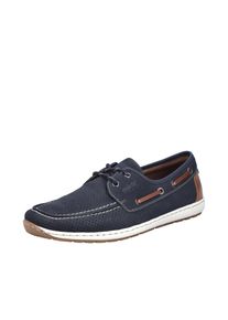 Bootsschuh Rieker, Herren, Gr. 45, nachtblau, Nubuklederimitat, Schuhe Bootsschuh, Mokassin, Halbschuh, Fr&uuml;hlingsschuh mit Perforation