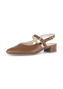 Slingpumps Gabor, Damen, Gr. 36, cognac, Nappaleder, unifarben, Schuhe Slingpumps, Blockabsatz, Businessschuh mit zwei verstellbaren Schnallen