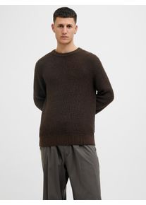 Jack & Jones Strickpullover JACK & JONES "JJGLOBAL KNIT CREW NECK", Herren, Gr. M, delicioso detail:twisted with schwarz, Strick, Obermaterial: 67% Polyacryl, 33% Baumwolle, unifarben, regular fit, Rundhals, Pullover Strickpullover