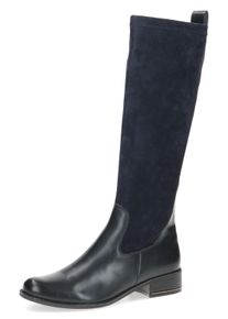 Stiefel Caprice, Damen, Gr. 37,5, XS-Schaft, blau (dunkelblau), Leder, Textil, Schuhe Stiefel, Blockabsatz, Langschaftstiefel, Businessstiefel, bequeme Weite
