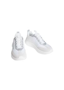Slip-On Sneaker Calvin Klein "LIGHT EVA RUNNER NYL-SUE", Damen, Gr. 39, wei&szlig;, silberfarben, Leder, Synthetik, Textil, metallic, unifarben mit Farbeinsatz, Schuhe Slip-On Sneaker, Schlupfschuh, Slipper, Freizeitsneaker, Halbschuh mit Logo-Schriftzug