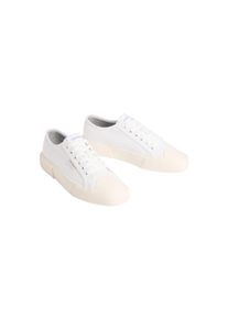 Plateausneaker Calvin Klein "VULC LACE UP CANVAS", Damen, Gr. 40, wei&szlig;, Textil, unifarben, Schuhe Plateausneaker, Schn&uuml;rschuh, Canvas-Sneaker, Halbschuh mit Gummikappe