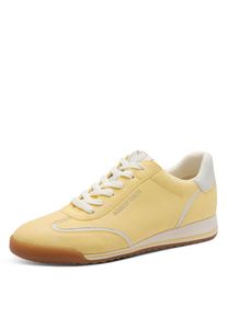Keilsneaker Marco Tozzi, Damen, Gr. 40, gelb, Lederimitat, Nubuklederimitat, unifarben mit Farbeinsatz, Schuhe Keilsneaker, Freizeitschuh, Halbschuh, Schn&uuml;rschuh mit Feel Me-Ausstattung