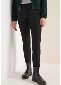 Schlupfhose Cecil "Style Tracey", Damen, Gr. XXL (46), L&auml;nge 28, schwarz, Web, Obermaterial: 79% Polyester, 18% Viskose, 3% Elasthan. Futter: 100% Polyester, slim fit lang, Hosen Schlupfhose, mir feinem Streifenmuster und elastischem Bund mit Tunnelzug