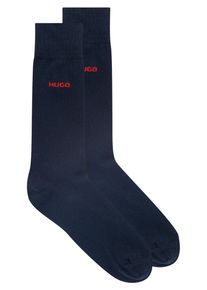 Businesssocken HUGO UNDERWEAR "2P RS UNI CC", Damen, Gr. 43-46, blau (dunkelblau 401), Baumwollmischung, unifarben, elastisch, Socken Businesssocken, mit kontrastfarbenem HUGO Logo-Schriftzug