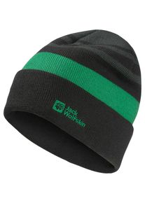 Beanie Jack Wolfskin "STRIPY KNIT BEANIE K", Kinder, Gr. M, gr&uuml;n (slategr&uuml;n, mystic), Obermaterial: 100% Poyacryl, M&uuml;tzen Beanie