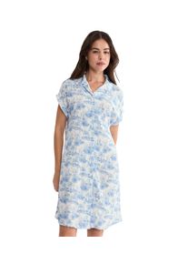 Nachthemd Triumph "Boyfriend Fit NDW X", Damen, Gr. 44, N-Gr, blau, light combination, Single Jersey, Obermaterial: 100% Viskose, Kleider Nachthemd, bequem und stilvoll