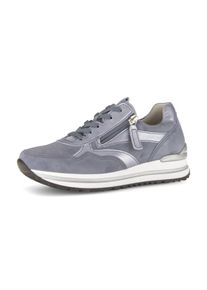 Plateausneaker Gabor "TURIN", Damen, Gr. 40, blau, Ziegenveloursleder, Schuhe Plateausneaker, Freizeitschuh, Halbschuh, Schn&uuml;rschuh, Au&szlig;enrei&szlig;verschluss, G-Weite