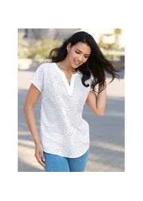 Schlupfbluse Classic Basics, Damen, Gr. 38, wei&szlig;, 100% Baumwolle, unifarben, Rundhals, Blusen Schlupfbluse