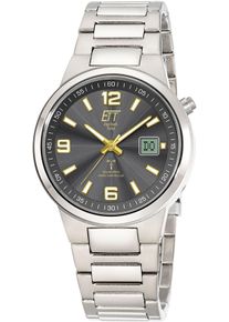 Funkuhr ETT, titansilberfarben, anthrazit, Armbanduhren, Herren, Funkuhr, Armbanduhr, Herrenuhr, Solar, Titan, analog, digital