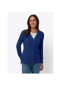Strickjacke Classic Basics, Damen, Gr. 44, blau (royalblau), 50% Baumwolle, 50% Polyacryl, unifarben, Strickjacken Strickjacke