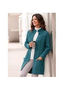 Strickjacke Inspirationen, Damen, Gr. 54, blau (petrol), 50% Baumwolle, 50% Polyacryl, unifarben, Strickjacken Strickjacke