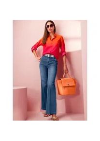 Hemdbluse Heine, Damen, Gr. 44, bunt (orange, pink, bedruckt), 100% Baumwolle, bedruckt, gemustert, mehrfarbig, Blusen Hemdbluse