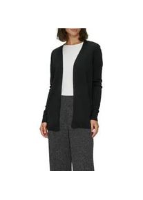 Strickjacke s.Oliver, Damen, Gr. 46, schwarz, Feinstrick, Obermaterial: 50% Baumwolle, 50% Viskose, unifarben, gerade Po-bedeckend, Rundhals, B&uuml;ndchen, Strickjacken Strickjacke, Feinstrick ohne Verschluss