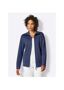 Strickjacke CREATION L PREMIUM, Damen, Gr. 50, blau (marine), 97% Baumwolle, 2% Polyamid, 1% Polyester, unifarben, Strickjacken Strickjacke