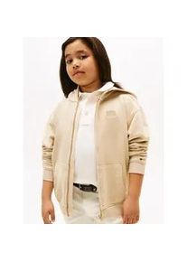 Kapuzensweatjacke Tommy Hilfiger "TONAL FLAG EMB ZIP HOODIE", Jungen, Gr. 14 (164), gold (gentle gold), Sweatware, Obermaterial: 100% Baumwolle, unifarben, regular fit h&uuml;ftlang, Rundhals, B&uuml;ndchen, Sweatjacken, f&uuml;r Kinder bis 16 Jahre, mit Kapuze