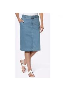 Jeansrock Heine, Damen, Gr. 38, blau (blau, bleached), 81% Baumwolle, 17% Polyester, 2% Elasthan, unifarben, knielang, R&ouml;cke Jeansrock