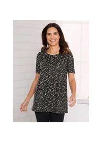 Longshirt "Longshirt", Damen, Gr. 40, schwarz (schwarz, bedruckt), 100% Baumwolle, gemustert, mehrfarbig, Rundhals, Shirts Longshirt
