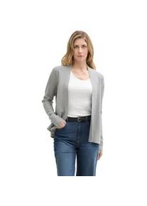Cardigan Tom Tailor, Damen, Gr. XL (42), silber (silber grau melange), Strick, Obermaterial: 100% Baumwolle, meliert, figurumspielend h&uuml;ftlang, Strickjacken, mit feiner Struktur