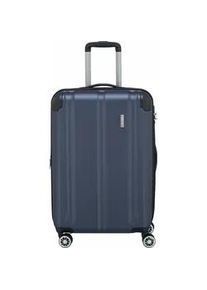 Hartschalen-Trolley Travelite "CITY Reisekoffer Hartschale", Gr. 78 l, blau (marine), ABS, matt, unifarben, Basic, Koffer, mit TSA-Schloss, 4 Rollen, robustes ABS Reisegep&auml;ck
