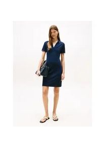 Polokleid Tommy Hilfiger "1985 RWB TIP SLIM POLO DRS", Damen, Gr. XS (34), N-Gr, blau (schwarz night navy), Jersey, Obermaterial: 96% Baumwolle, 4% Elasthan, unifarben, slim fit, Kleider