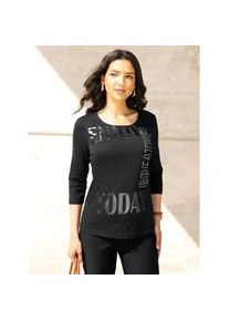 Rundhalsshirt Classic Basics "3/4-Arm-Shirt", Damen, Gr. 48, schwarz, 100% Baumwolle, bedruckt, gemustert, mehrfarbig, metallic, Rundhals, Shirts Rundhalsshirt