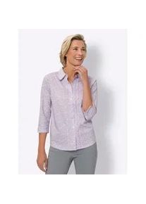 Druckbluse Classic Basics, Damen, Gr. 42, lila (ecru, flieder, bedruckt), 50% Baumwolle, 50% Polyester, bedruckt, gemustert, Blusen Druckbluse
